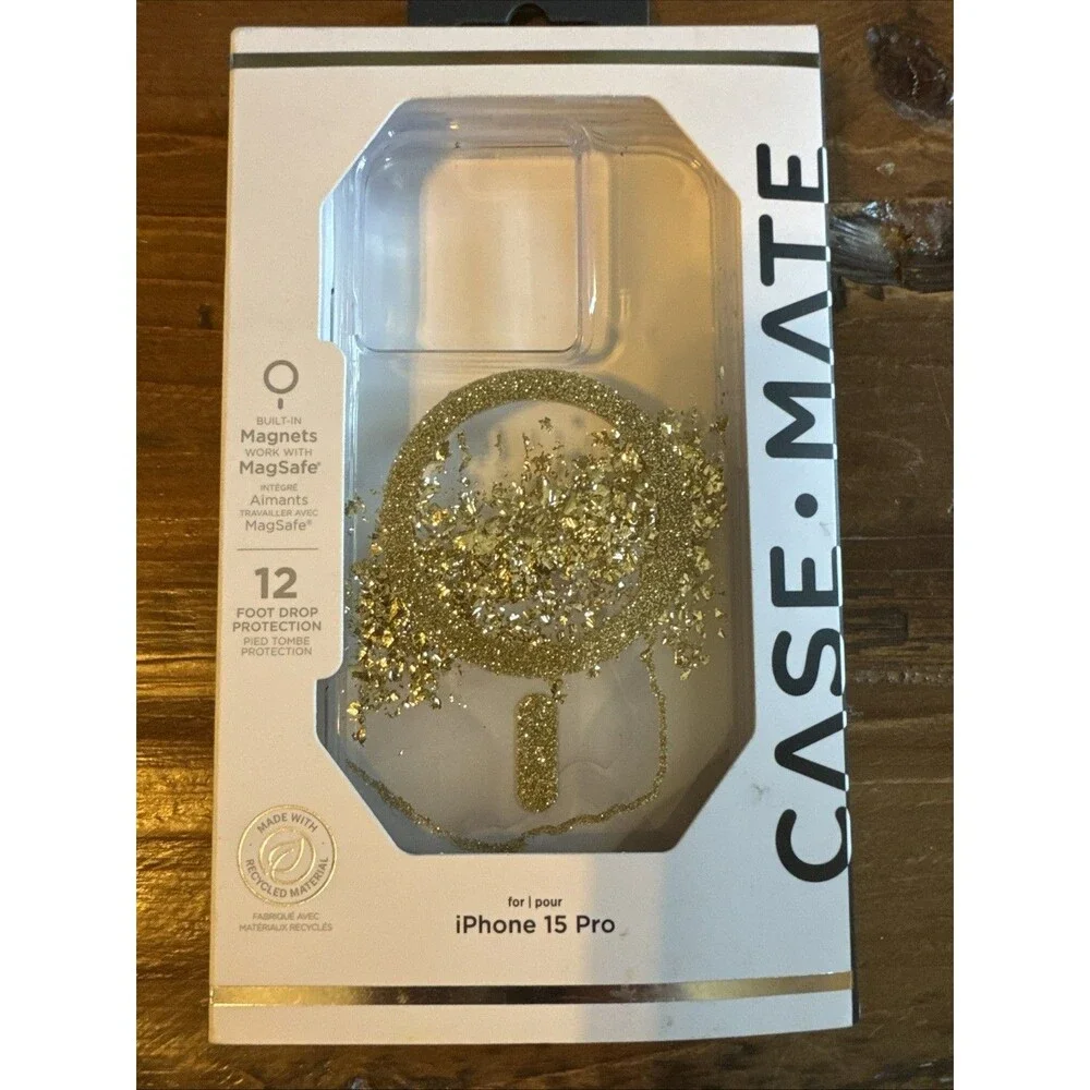CaseMate MagSafe Case for Apple iPhone 15 Pro Gold Karat Marble NEW